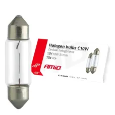 AMIO 02555 — Żarówki halogenowe C10W Festoon 31mm 12V 10 szt. AMIO-02555