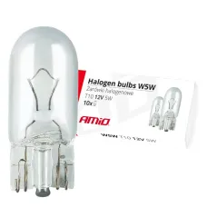 AMIO 01483 — Żarówki halogenowe W5W T10 5W W2.1x9.5d 12V 10szt. (E8) AMIO-01483