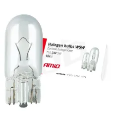 AMIO 01002 — Żarówki halogenowe W5W T10 5W W2.1x9.5d 24V 10 szt. (E8) AMIO-01002