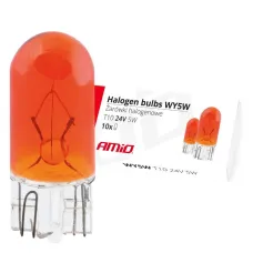 AMIO 01001 — Żarówki halogenowe WY5W T10 5W W2.1x9.5d AMBER 24V 10 szt. AMIO-01001