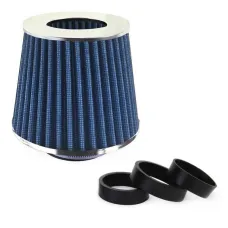 AMIO 02458 — Filtr powietrza stożkowy uniwersalny niebieski + 3 adaptery AMIO-02458