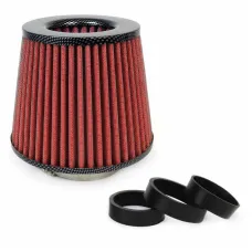 AMIO 01713 — Filtr powietrza stożkowy uniwersalny czerwony/carbon + 3 adaptery AMIO-01713