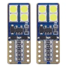 AMIO 01635 — Żarówki LED CANBUS 8SMD 2835 T10e W5W White 12V 24V AMIO-01635