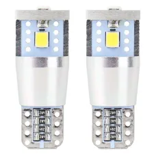 AMIO 01637 — Żarówki LED CANBUS 3SMD 2835 T10e W5W  ALU White 12V 24V AMIO-01637