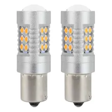 AMIO 02580 — Żarówki LED CANBUS BAU15S PY21W Pomarańczowa Amber 12V 24V AMIO-02580