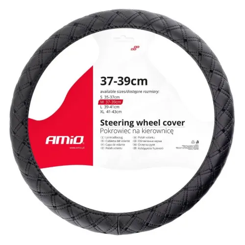 Pokrowiec nakładka na kierownicę samochodową M 37-39cm SWC-41-M AMIO-02814