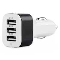 Ładowarka samochodowa 3x USB biała PCH-03 AMIO-01027