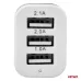 Ładowarka samochodowa 3x USB biała PCH-03 AMIO-01027