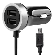 AMIO 02056 — Ładowarka samochodowa PCH PRO-01 microUSB + 2x USB 2.4A 12V 24V AMIO-02056