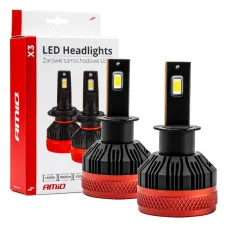 AMIO 02978 — Żarówki samochodowe LED seria X3 H3 6500K Canbus AMIO-02978
