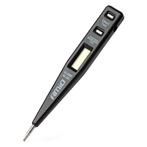 Tester próbnik napięcia 12-250V z wyświetlaczem LCD AMiO-03122