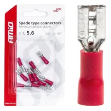 AMIO 03061 — Konektory izolowane żeńskie płaskie 5.6mm 0.5-1.5mm2 10A 10 szt. AMIO-03061
