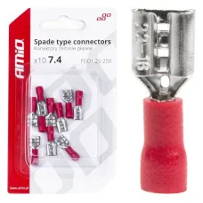 AMIO 03062 — Konektory izolowane żeńskie płaskie 7.4mm 0.5-1.5mm2 10A 10 szt. AMIO-03062