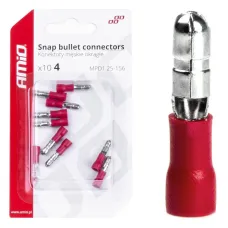 AMIO 03071 — Konektory izolowane męskie okrągłe walcowe 4mm 0.5-1.5mm2 10A 10 szt. AMIO-03071