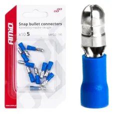 AMIO 03074 — Konektory izolowane męskie walcowe okrągłe  5mm 1.5-.25mm2 15A 10 szt. AMIO-0307...