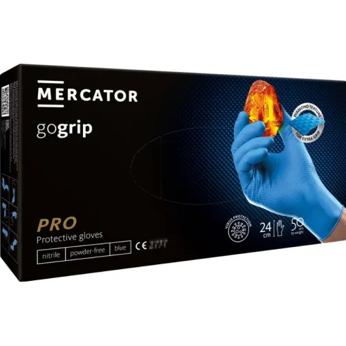 Rękawice nitrylowe niebieskie Mercator GoGrip Blue 50 sztuk rozmiar M