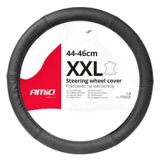 AMIO 03559 — Pokrowiec skórzany perforowany nakładka na kierownicę samochodową XXL 44-46cm SW...