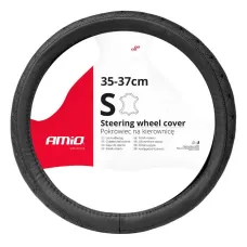 AMIO 03560 — Pokrowiec skórzany pikowany nakładka na kierownicę samochodową S 35-37cm SWC-51-...
