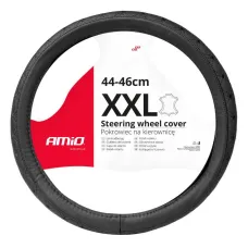 AMIO 03564 — Pokrowiec skórzany pikowany nakładka na kierownicę samochodową XXL 44-46cm SWC-5...