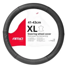 AMIO 03558 — Pokrowiec skórzany perforowany nakładka na kierownicę samochodową XL 41-43cm SWC...