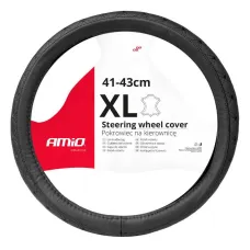 AMIO 03563 — Pokrowiec skórzany pikowany nakładka na kierownicę samochodową XL 41-443cm SWC-5...