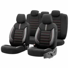 OTOM OT74047 — Komplet pokrowców na fotele samochodowe OTOM LIMITED 101 BLACK/RED 3-ZIP