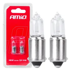 AMIO 03355 — Żarówki halogenowe H6W 12V 6W BAX9S 2szt. blister AMIO-03355
