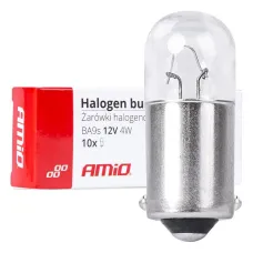 AMIO 03370 — Żarówki halogenowe T4W 12V 4W BA9S 10szt.AMIO-03370
