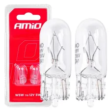 AMIO 03346 — Żarówki halogenowe T10 W5W W2.1x9.5d 12V 2szt. blister AMIO-03346
