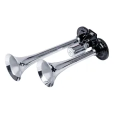 AMIO 03617 — Klakson sygnał dźwiękowy fanfara podwójna chrom 12V 24V AMIO-03617