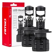 AMIO 03667 — Żarówki samochodowe LED seria PL Lens H4 soczewka 6000K Canbus AMIO-03667