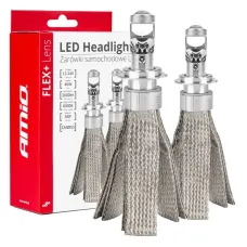 AMIO 03660 — Żarówki samochodowe LED seria FLEX+ H7 soczewka 12V 24V 6000K Canbus AMIO-03660