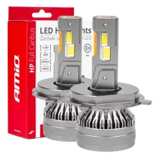 AMIO 03673 — Żarówki samochodowe LED seria HP Full Canbus H4/H19 12V 24V 6500K AMIO-03673