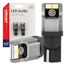 AMIO 03717 — Żarówki LED CANBUS 3020 4SMD T10 W5W W10W 12V 24V AMIO-03717