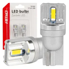 AMIO 03719 — Żarówki LED STANDARD T10 W5W 2x1860 SMD White 12V 24V AMIO-03719