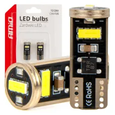 AMIO 03720 — Żarówki LED CANBUS T10e W5W 3x2055 SMD White 12V 24V AMIO-03720
