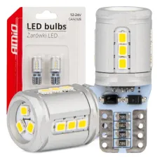 AMIO 03723 — Żarówki LED CANBUS T10e W5W 15x2016 SMD White 12V 24V AMIO-03723