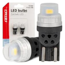 AMIO 03726 — Żarówki LED 360 Pure Light Series STANDARD T10 W5W 2x3020 SMD White 12V 24V AMIO...
