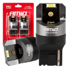 AMIO 03599 — Żarówki LED FULL CANBUS W21W 2SMD 7440 WHITE AMIO-03599