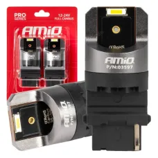 AMIO 03597 — Żarówki LED FULL CANBUS PRO series P27W T25 2x1860SMD białe 12V 24V AMIO-03597