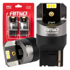 AMIO 03589 — Żarówki LED CANBUS PRO series 7440 W21W 4x3030 SMD White 12V 24V AMIO-03589
