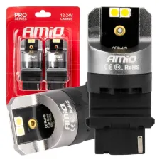 AMIO 03587 — Żarówki LED CANBUS seria PRO P27W 4x3030 SMD White 12V 24V AMIO-03587