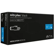 MERCATOR MER13329 — Rękawice nitrylowe czarne Mercator Nitrylex Black rozmiar M 100 szt.