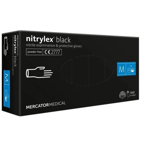 Rękawice nitrylowe czarne Mercator Nitrylex Black rozmiar M 100 szt.
