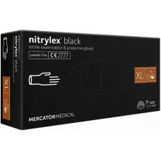 MERCATOR MER13529 — Rękawice nitrylowe czarne Mercator Nitrylex Black rozmiar XL 100 szt.