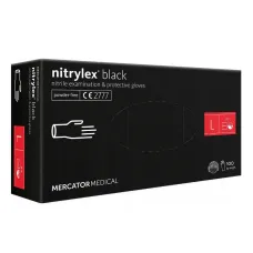 MERCATOR MER13429 — Rękawice nitrylowe czarne Mercator Nitrylex Black rozmiar L 100 szt.