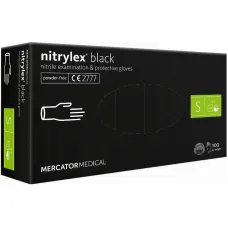 MERCATOR MER13229 — Rękawice nitrylowe czarne Mercator Nitrylex Black rozmiar S 100 szt.