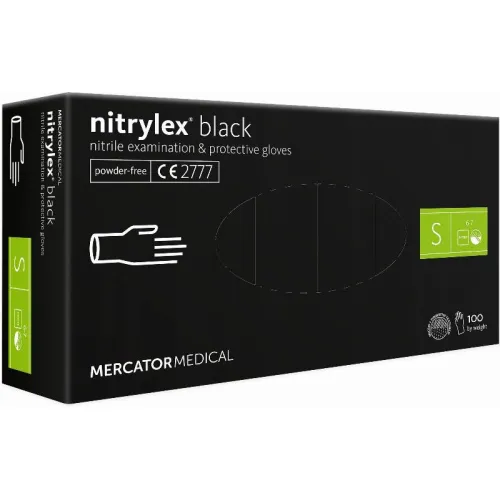 Rękawice nitrylowe czarne Mercator Nitrylex Black rozmiar S 100 szt.
