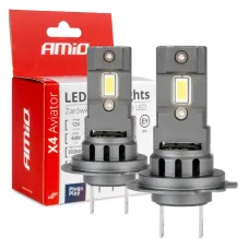 AMIO 03764 — Żarówki samochodowe LED seria X4 Aviator H7/H18 6500K Canbus AMIO-03764