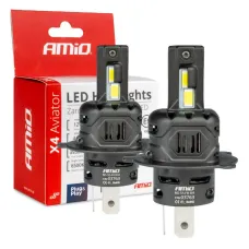 AMIO 03763 — Żarówki samochodowe LED seria X4 Aviator H4/H19 6500K Canbus AMIO-03763